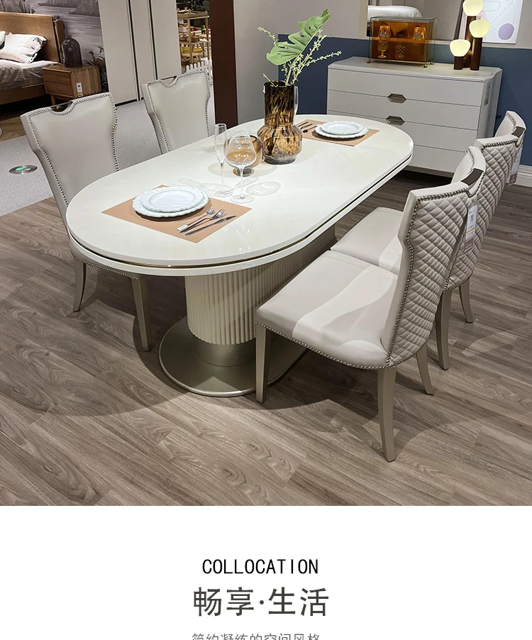 Description Picture 6 of itemNon Slip Unique Table Chairs Modern Wooden White Nordic Luxury Dining Table Space Saving Design Mesa De Jantar Home Furniture