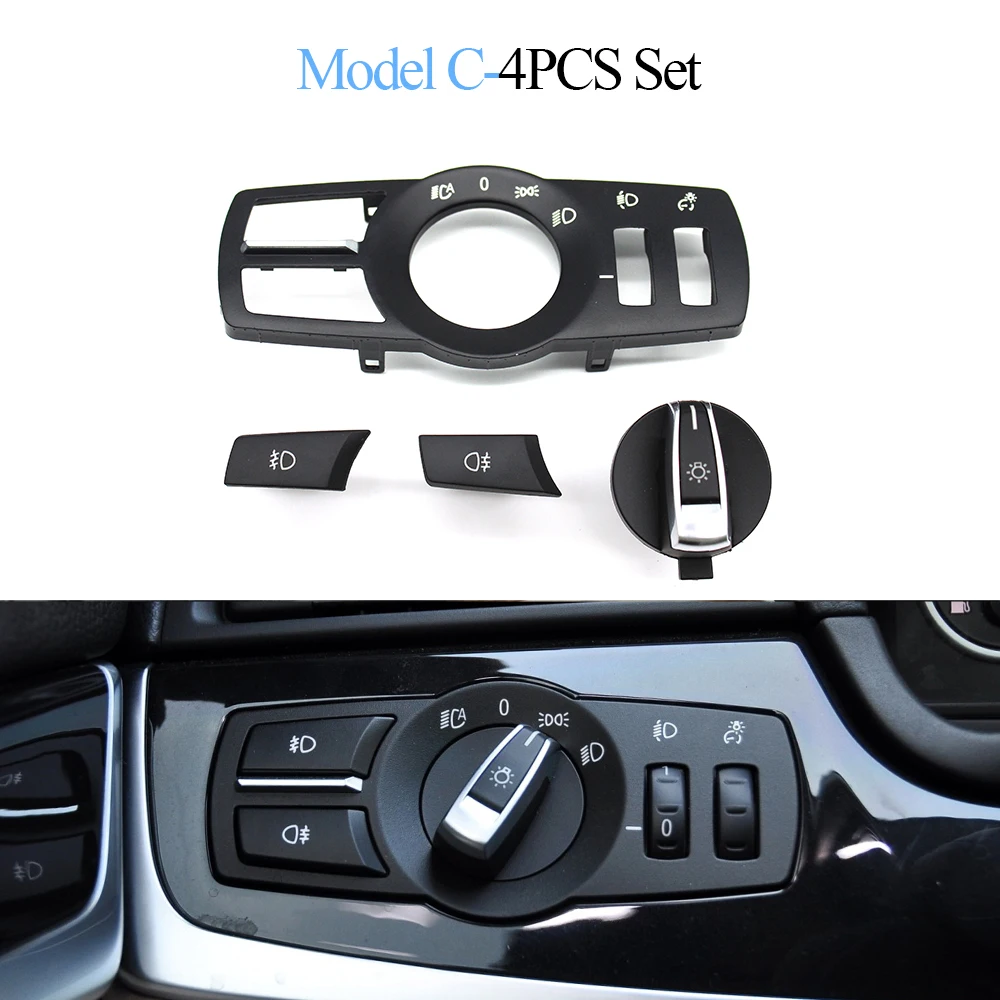 Car Interior Headlight Switch Rotation Button Headlamp Control Panel Cover For BMW 5 6 7 Series X3 X4 F10 F11 F07 F06 F01 F25