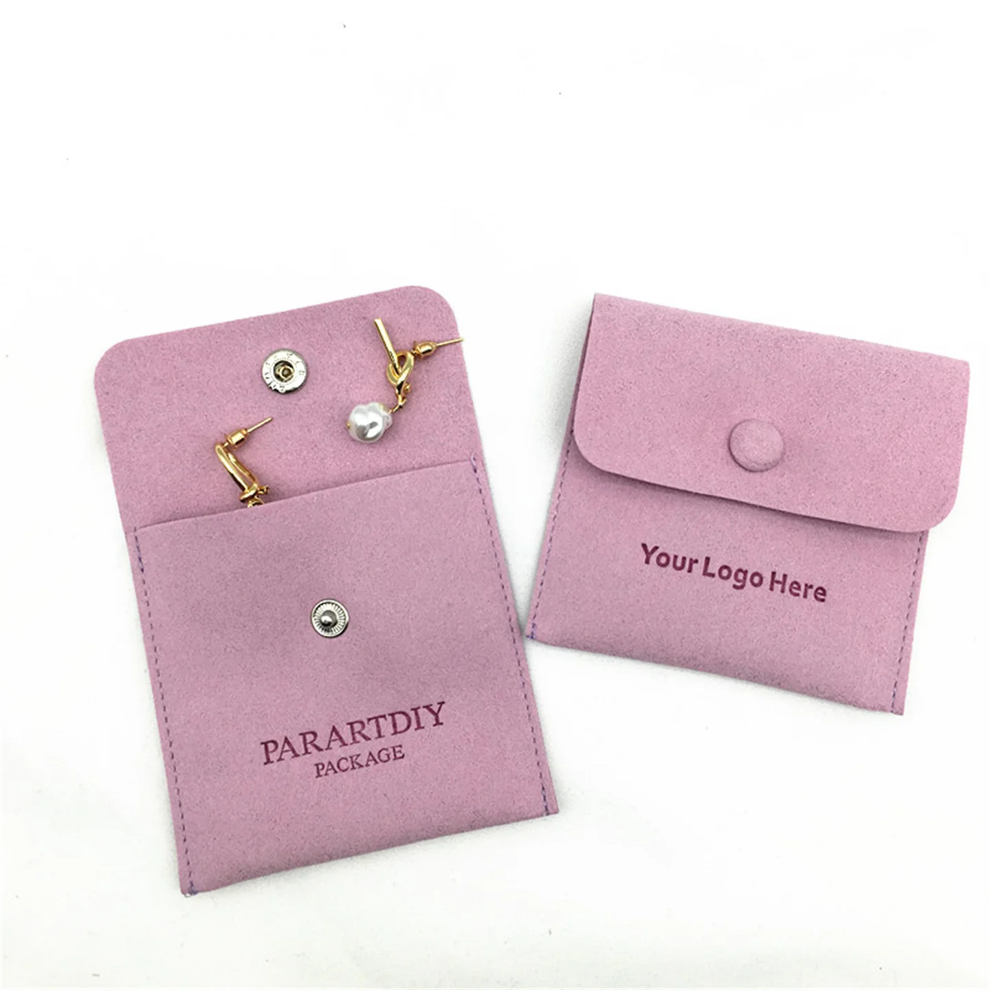 50pcs Light Gray personalized jewelry packaging pouch custom logo envelope bag chic small microfiber pouch