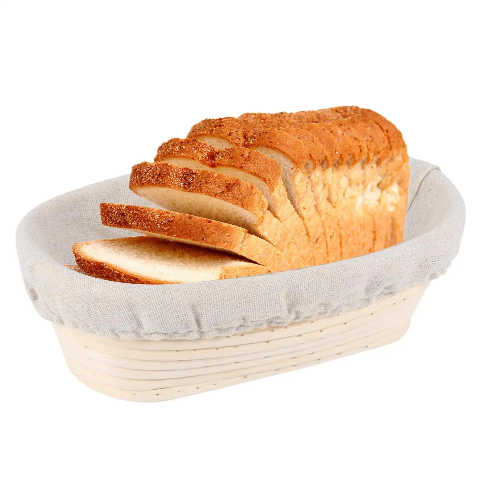 Oval Bread Proofing Handmade Rattan Basket and Liners Natural Rattan Bread Proofing Basket Baking Dough Bowl Baking Bread Basket