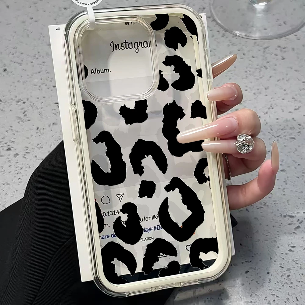 Minimalist Black Leopard Print Clear Phone Case