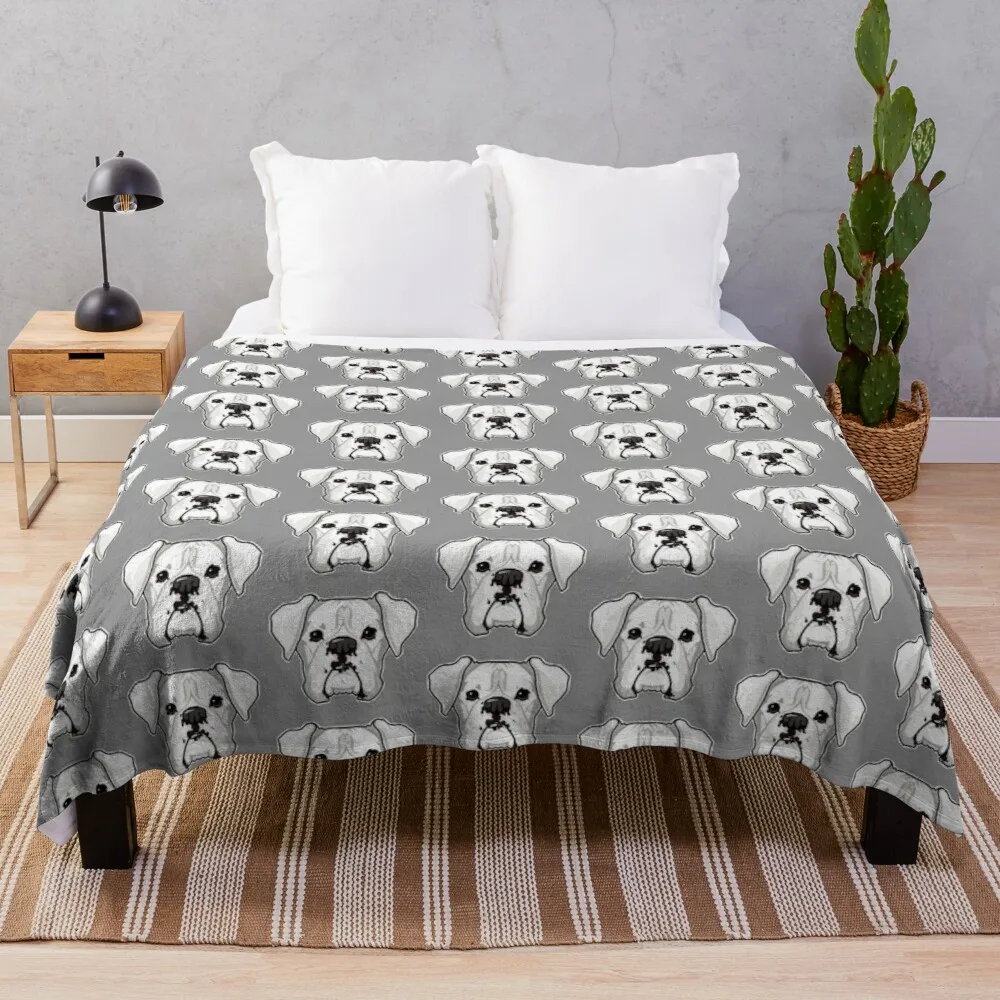 

White Boxer Throw Blanket Furry Blanket Bed covers Travel Blanket