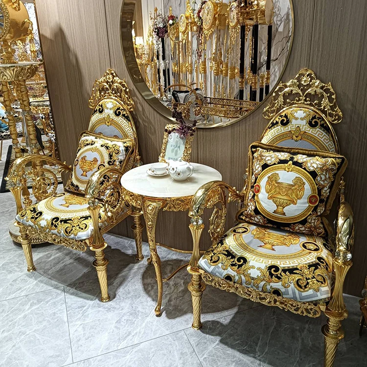 Cast copper luxurious design armchair cafe dining chair gold chairs for restaurants and coffee shop fancy living room chairs