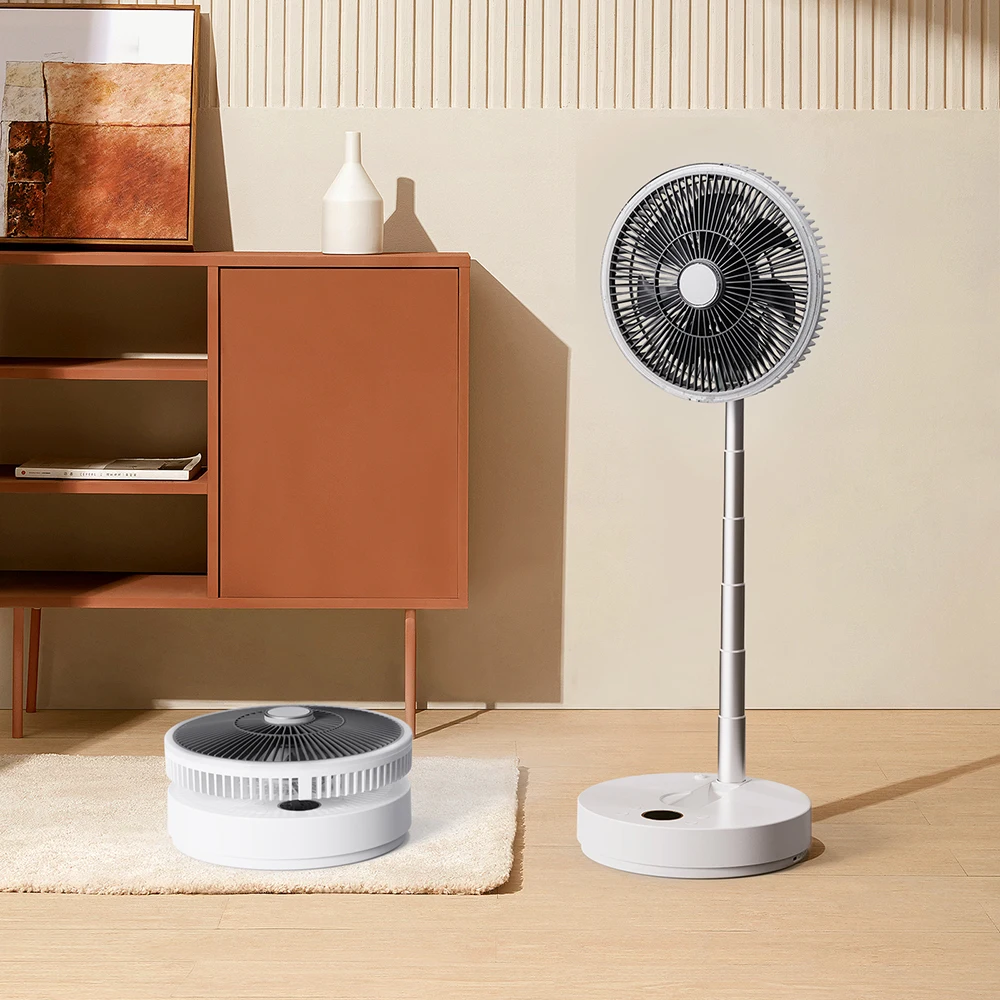 

Interlligent Folding Retractable Air Cooling Fan with LED Light High Quality Type C Fast Charging HD Display Screen Floor Fan