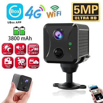 Ubox Mini 4G Security Camera SIM Card or Wifi Ultra HD Surveillance Camera 3800 mAh Battery Low Power Voice Intercom CCTV Camera 1
