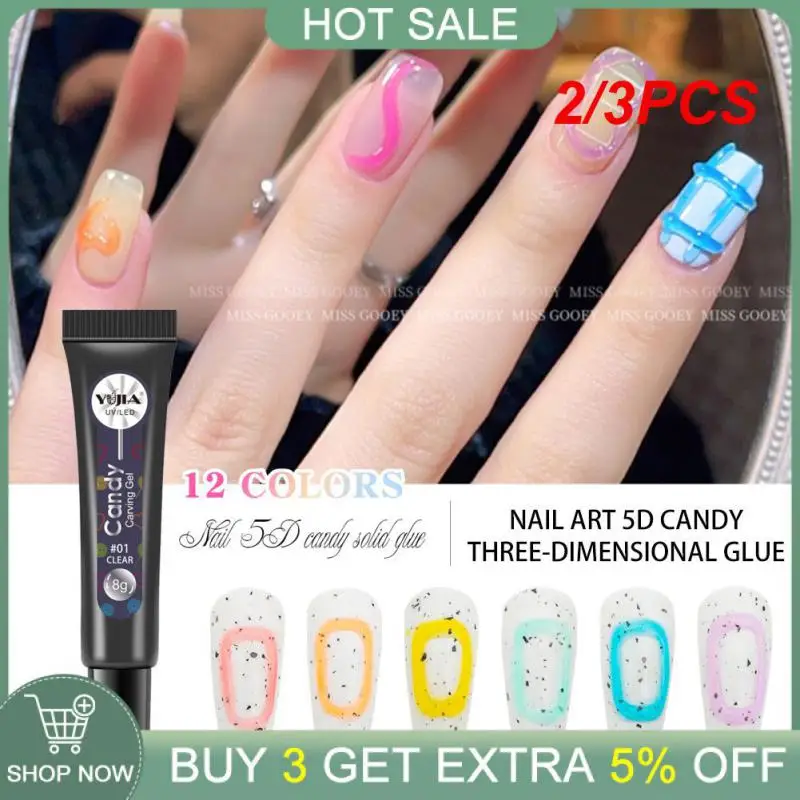 

2/3PCS Hose Candy Stereo Nail Polish Candy Macaron Jelly Leave-In Gel Candy Three-dimensional Glue For Nail Shop