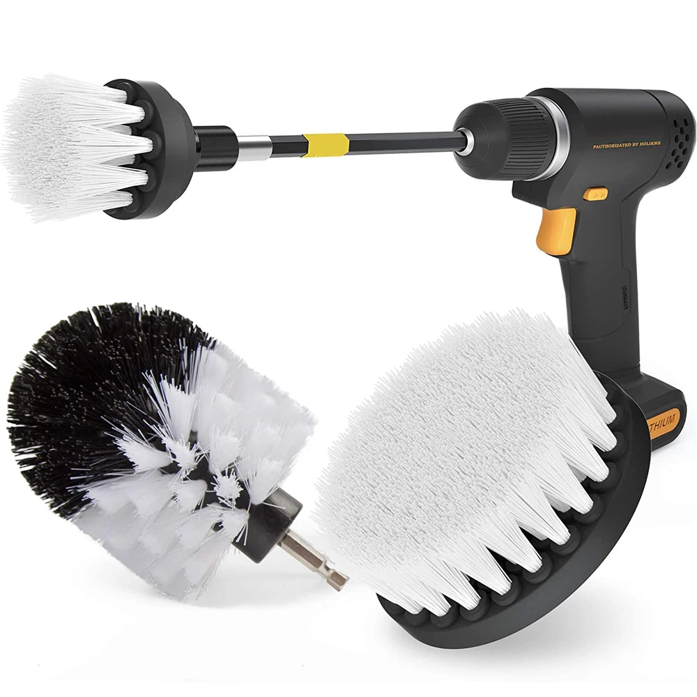 

2/3.5/4 inch Electric Drill Brush Power Scrubber Yellow Medium Stiffness Bristles Bathroom&Shower Cleaning Non-scratches