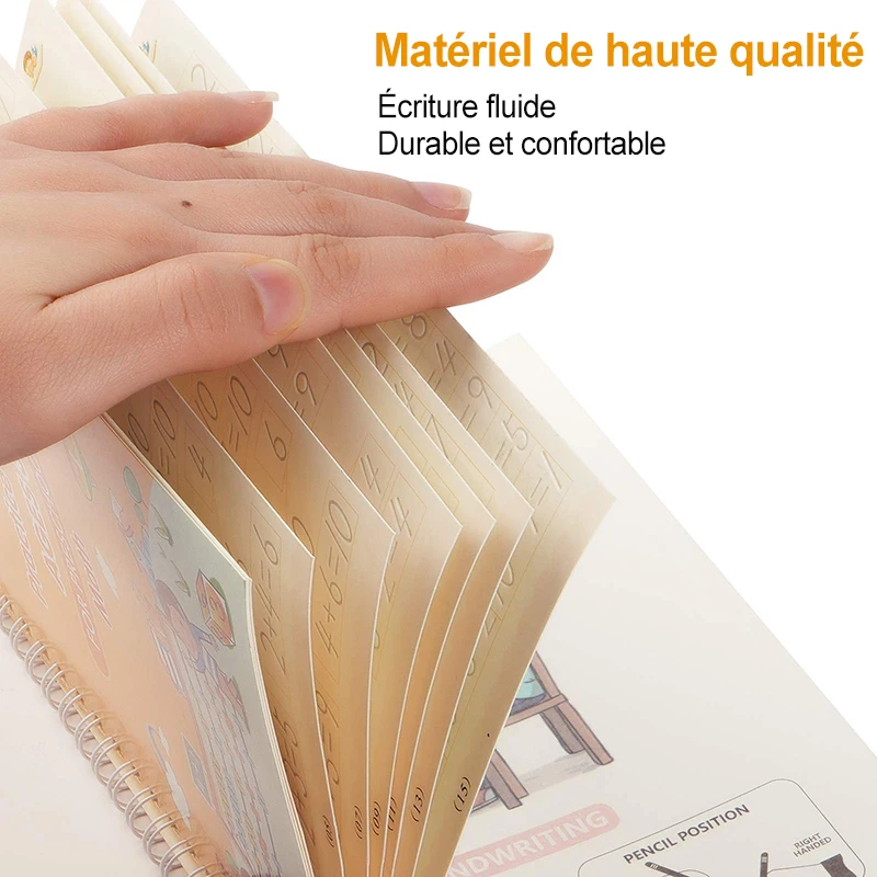 4books French Magic Practice Copybook Magic Book That Can Be Reused Learn Alphanumeric Drawing Math Writing Children Calligraphy 5