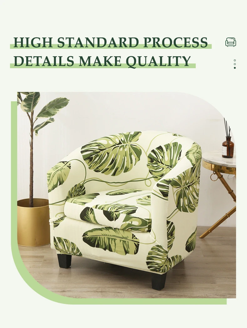 LAN MO LIFE Club Chair Slipcover 2Piece,Printed Non Slip Barrel Chair Slipcovers, Club Chair Cover for Living Room 3
