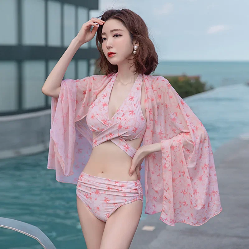 

Three Pieces and Sun Protection Swimsuit Korean Style Women's Swimwear with костюм спортивн женский Dropship