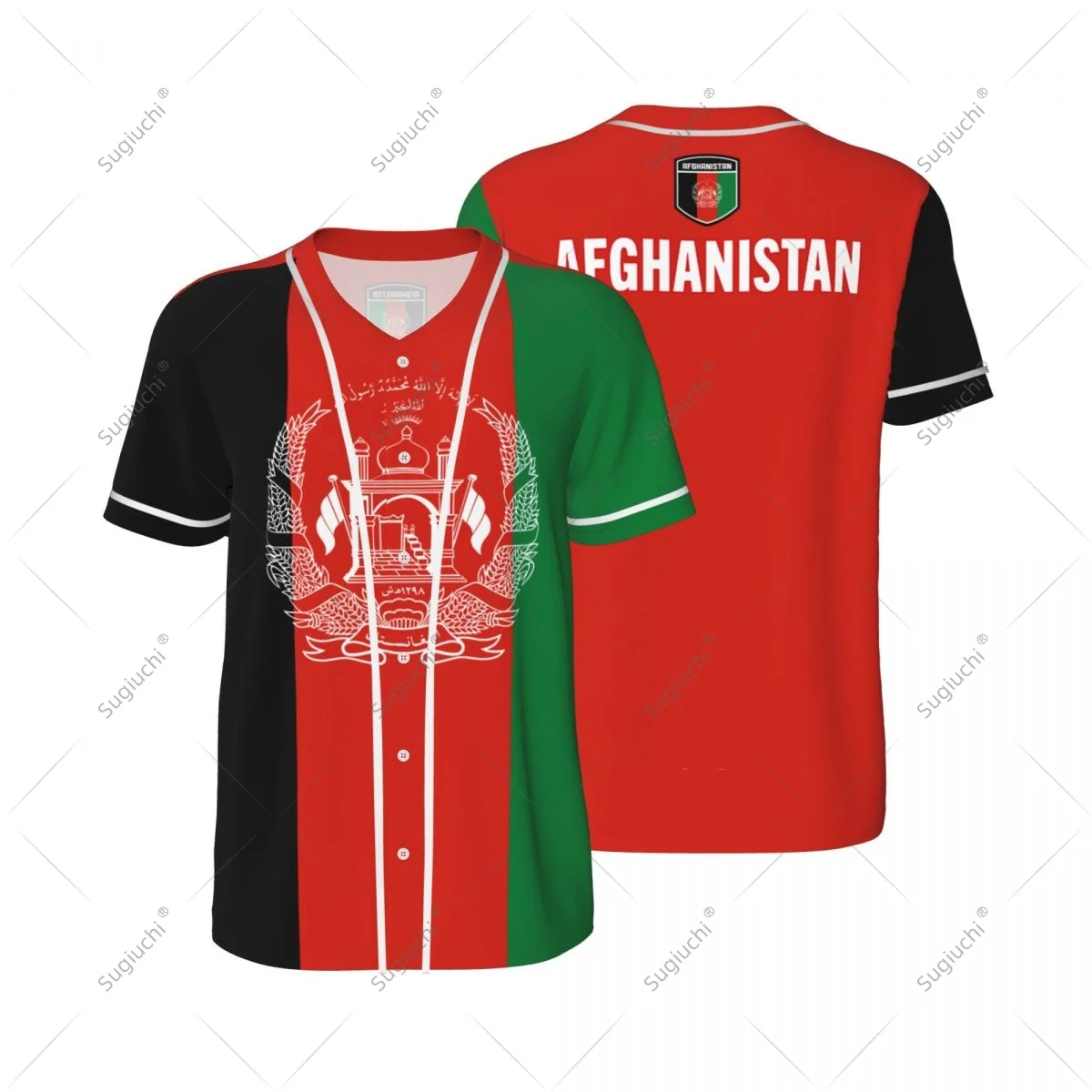 3D Printed Afghanistan Flag Men Baseball Jerseys Mesh Sports T-shirt Tees Name Nunber