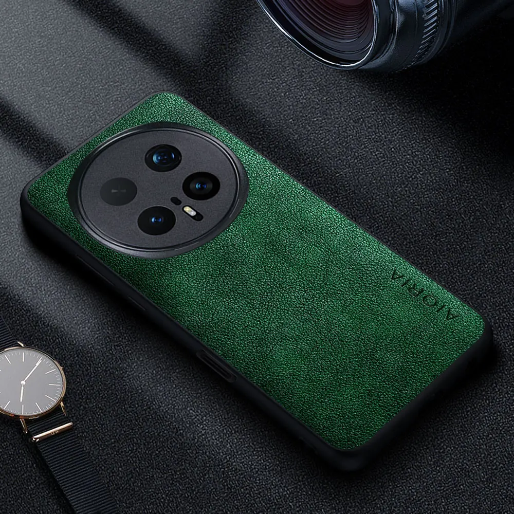 Premium Luxury Leather Phone Case: Retro Business Style Solid Color Cover