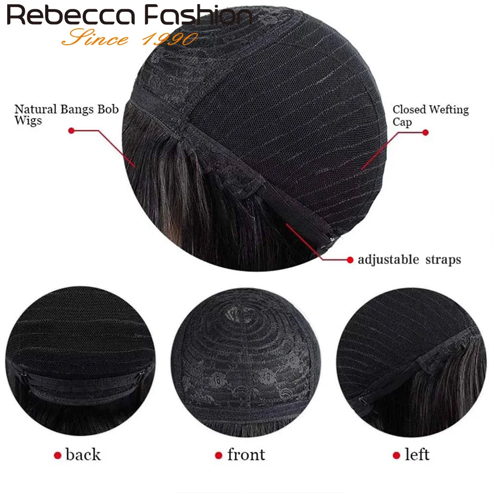 Rebecca Straight Bob Human Hair Bob Wigs Straight Short Bob Wig Rebecca Wig Brazilian Straight Human Hair Wigs images - 6