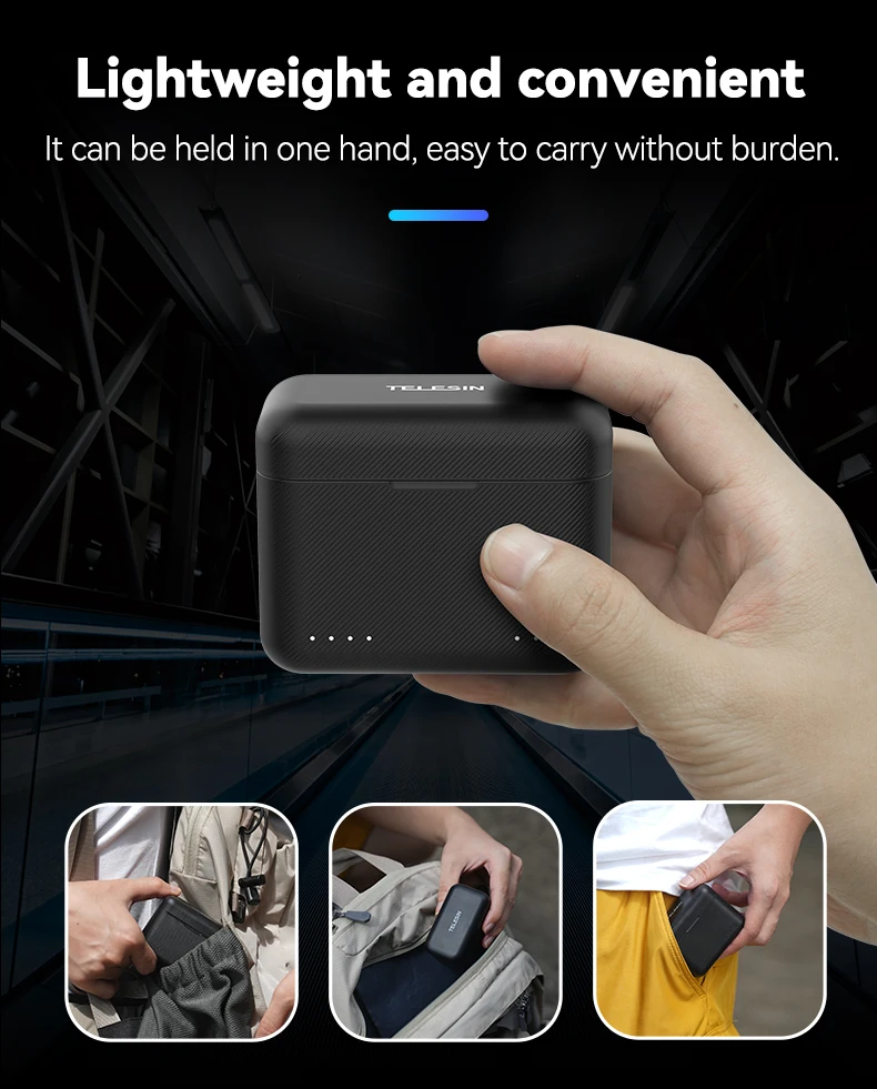 TELESIN For X3 X4 Battery Charger Portable Charging Case TF Card Storage Box Ch