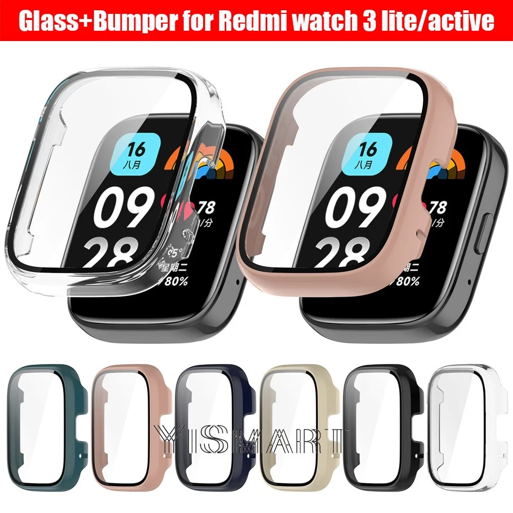

Стекло + бампер для Redmi Watch 3 Active, защита экрана с полным покрытием для Redmi Watch 3 Lite, защитный чехол для телефона