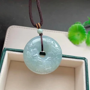 Natural Green Yellow Jade the Buddha Pendant Necklace Women Men Colorful Jade 38.5-11.8mm Stone the Round Donut AAAAAA