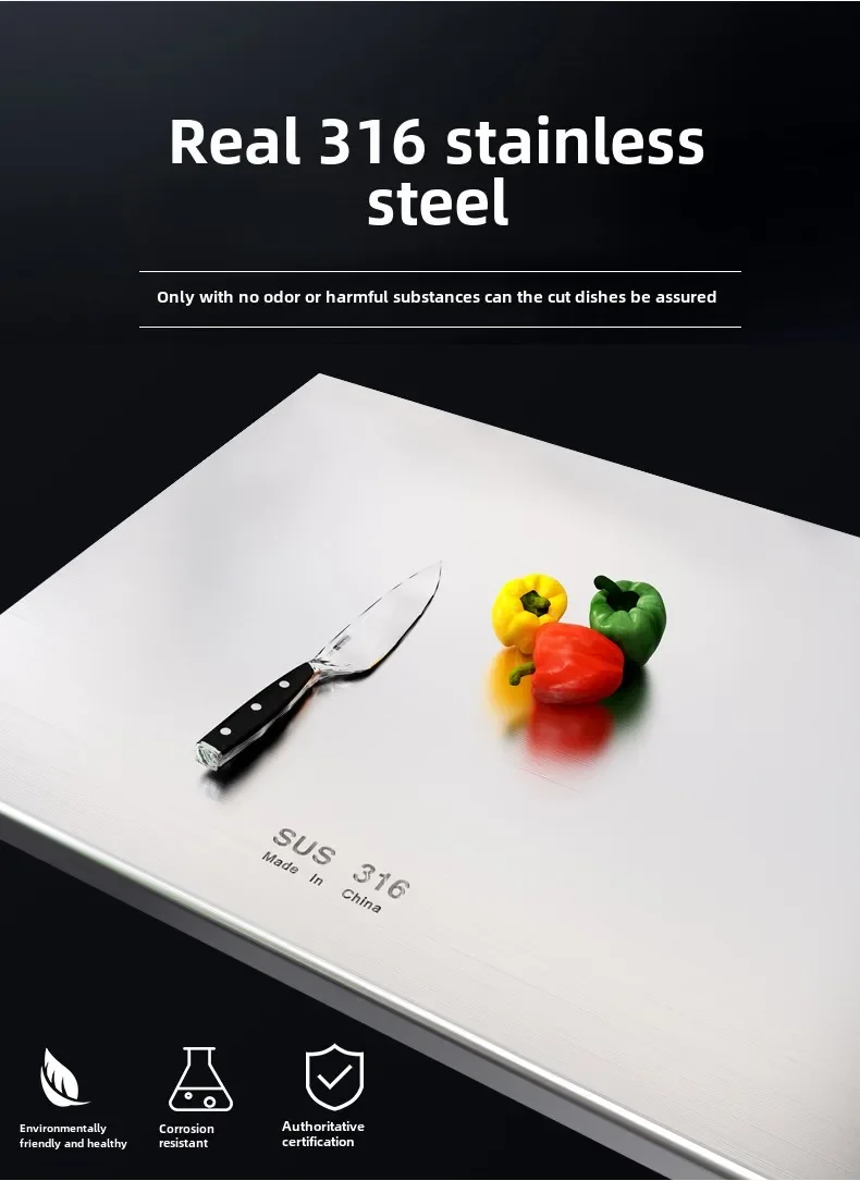 316 stainless steel panel and chopping board, kitchen household thickened double sided extra large kneaded surface cutting board 1