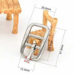Stainless Steel Adjustable Double Bar Pin Buckle for Leathercraft and Harness Accessories (13mm)