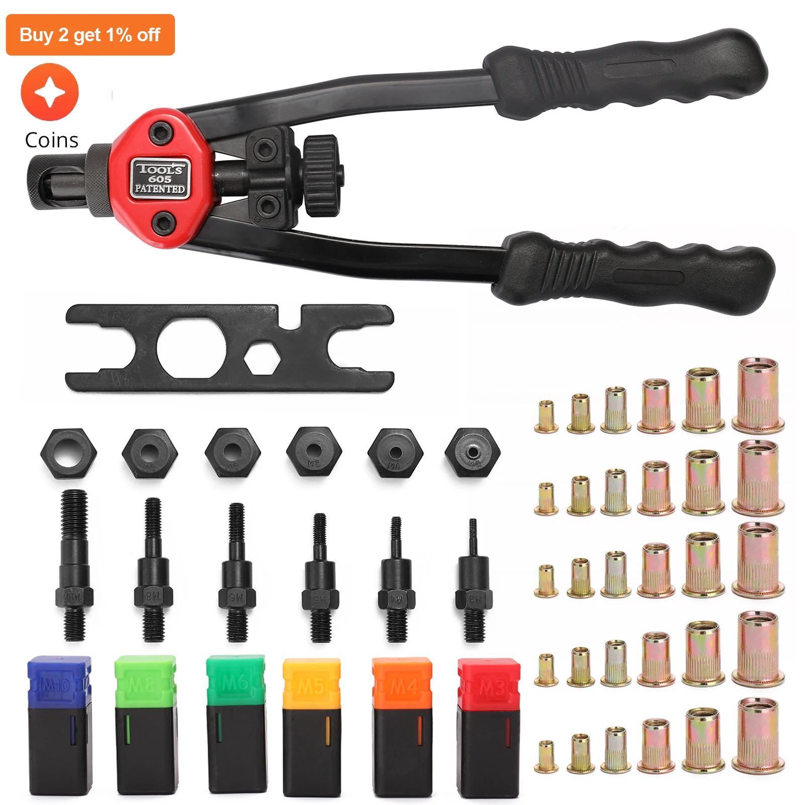 Hand Threaded Rivet Nuts Guns Riveter of Sleeve Nuts Rivnut Tool For Auto M3/M4/M5/M6/M8 Hand Riveter BT-606 Manual Rivet Tools rivet gun