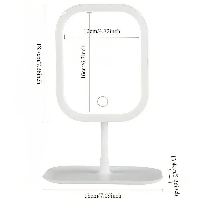 LED 메이크업 거울, 터치 컨트롤 3가지 조명 모드, 충전식 휴대용 화장 거울(스탠드 및 접이식 디자인 포함)