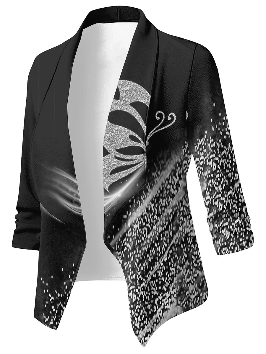 Women's  Blazers Cardigan Coat 2023 Long Sleeve Breathable  Blazers and Jackets Ruched Asymmetrical Casual Business Suit Outwear