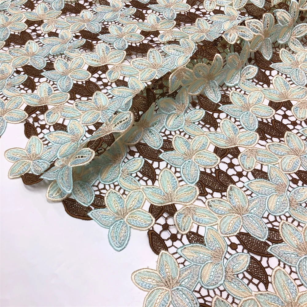 Afrikanischer Spitzenstoff im neuen Stil, 2025, hochwertige Spitze, wasserlöslich, bestickt, modischer weicher Spitzenstoff, 5 Yards – Detail 14