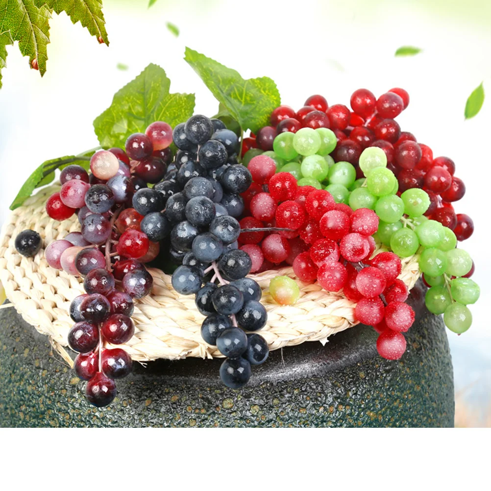 

5 Pcs Valentine Day Decor Artificial Frosted Grapes Decorations Fruit Vday Cabinet Ornament for Valentine's