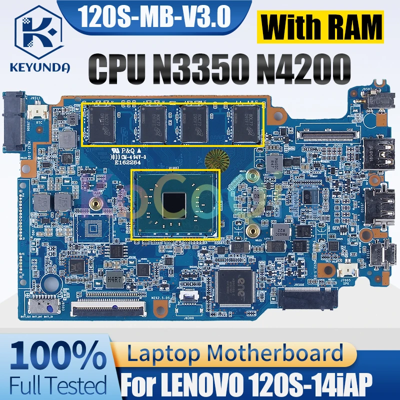 Материнская плата 120S-MB-V3.0 для ноутбука LENOVO 120S-14iAP N3350 N4200 с ОЗУ 5B20P23674 5B20P23888, материнская плата для ноутбука, полностью протестированная