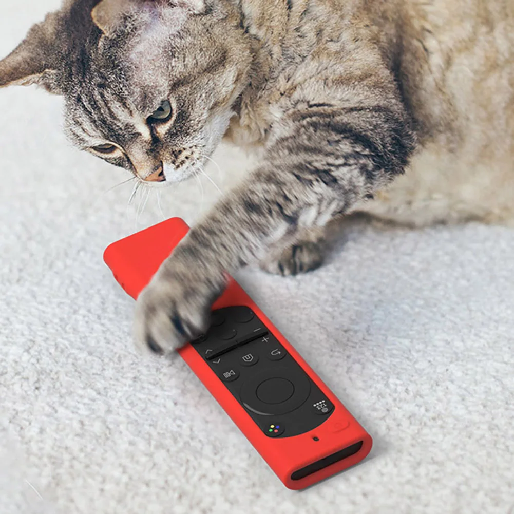 Silicone Cover Remote Control Sleeve Anti Slip Protective Cover Anti-Fall Shockproof with Lanyard for Samsung Remote BN59-01385A