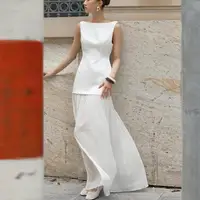Newest Formal Evening Dresses Sexy Backless Sleeveless Bridal Dress Elegant Floor-length Simple Wedding Dresses Customized 1