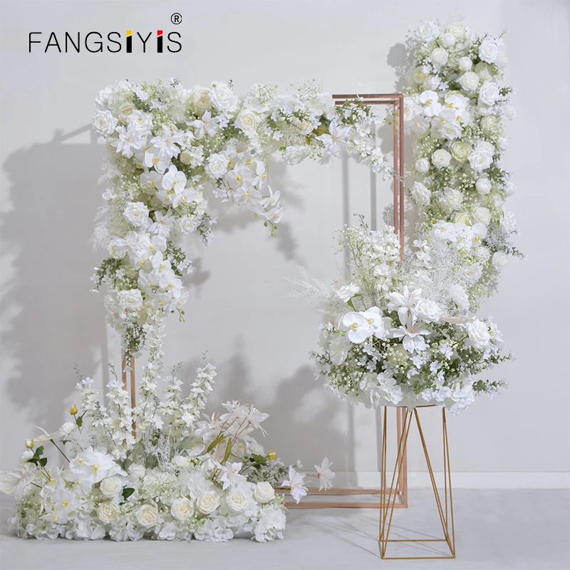 

Wedding Arch Arrangement Artificial Flowers Hydrangea Baby Breath Flower Row T-Stage Decor Road Leading Flower Ball Photo Props