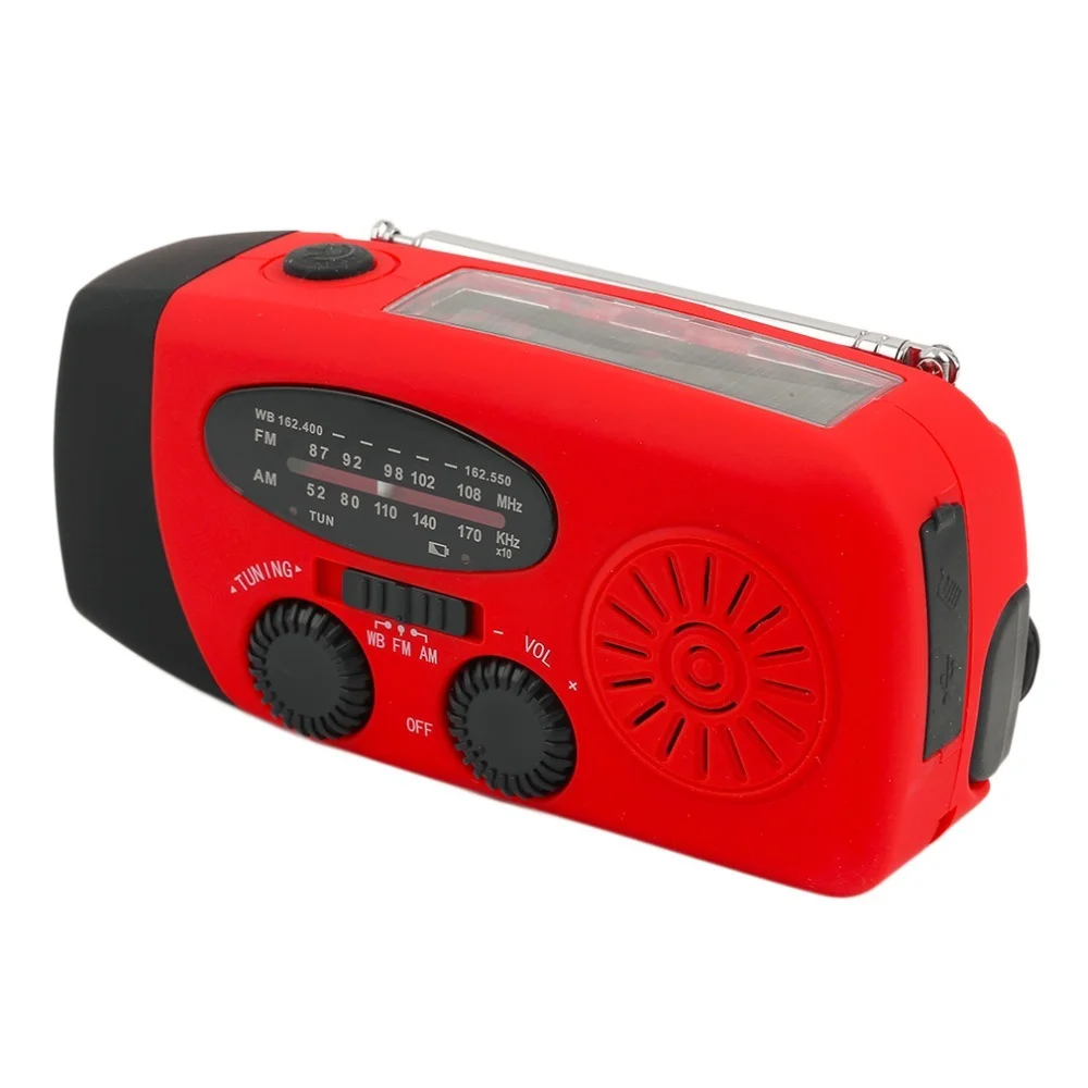 Survival Tool Protable Emergency Solar Hand Crank Dynamo AM/FM/WB Weather Radio LED Flashlight Charger Waterproof