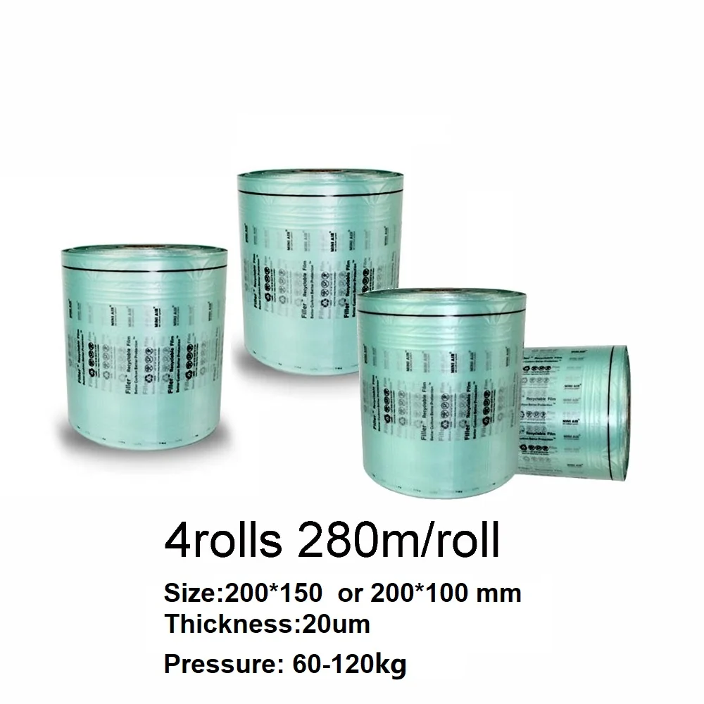 

4 rolls Air Cushion Filller Film 280M/roll 200*150/100mm*20UM High Density PE Material Meet ROHS Air Pillows / Dunnage Packing