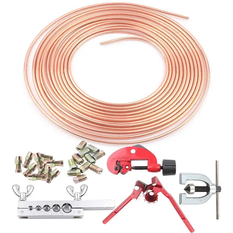 Brake Line Tubing Kit Automotive Flaring Tool Kit Car Brake Pipes Durable Convenient Brake Pipe Repair Kit With Tubing Cutter brake line tubing kit fittings roll coil 3 16 1 4 5 16 od 25 ft 50ft od copper nickel brake line tubing kit with fittings