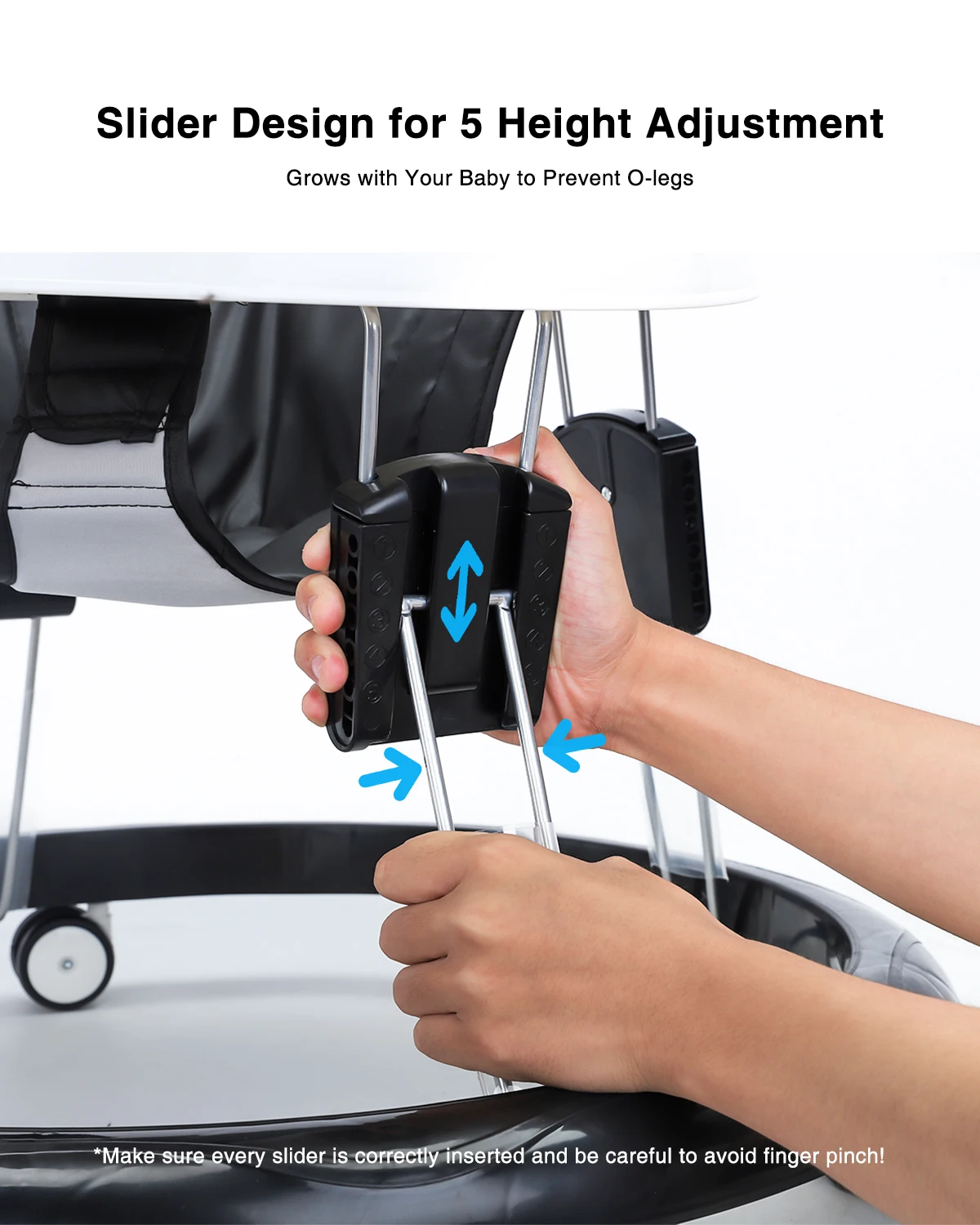 UBRAVOO Baby Walker Round Adjustable with Universal Wheels, 9 Adjustable Height Folding & Compact ,6-18 Months Toddler ,ZM01 4