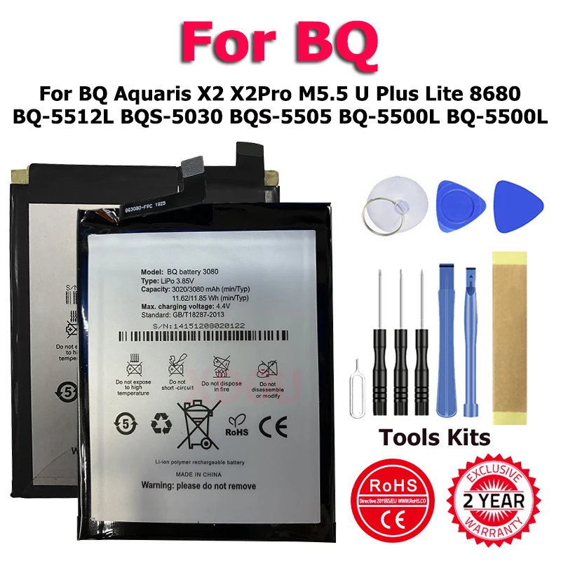

BQ-5512L BQ-5030 BQ-3080 Battery For For BQ Aquaris X2 X2Pro M5.5 U Plus Lite 8680 BQ-5512L BQS-5030 BQS-5505 BQ-5500L BQ-5500L