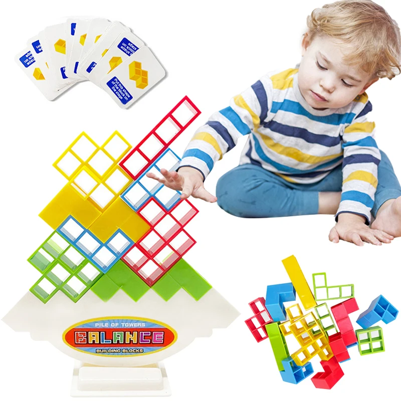 Educational Toy Balance Game Russian Building Blocks Tetris Tower Balance Game DIY Assembly Puzzle Building Blocks Gifts