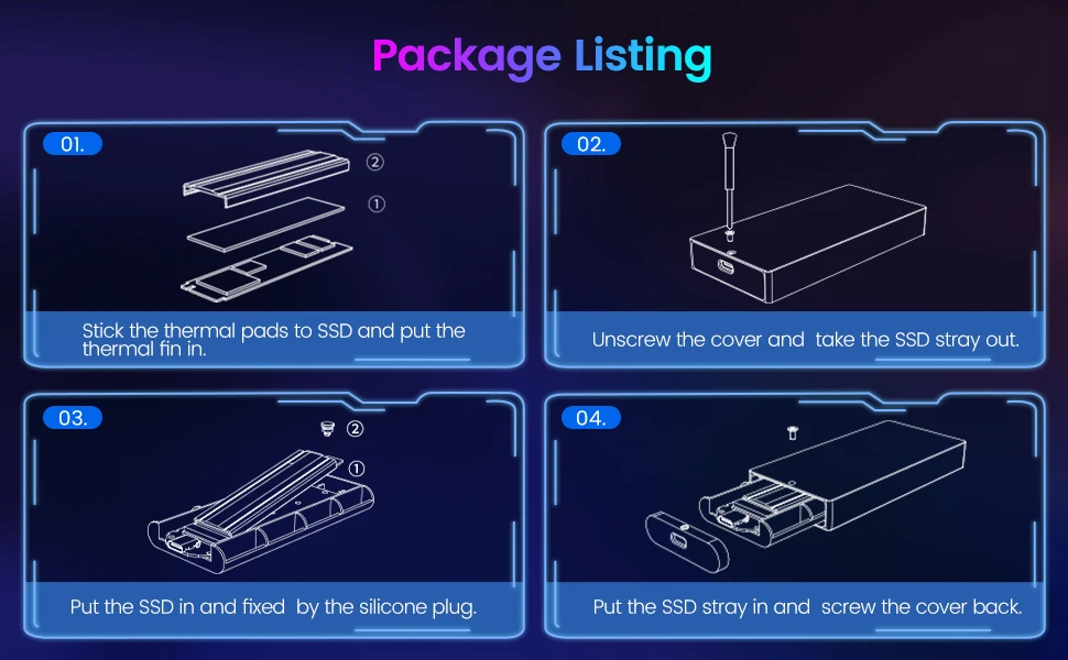 de alumínio USB3.1 Gen2 caso para M