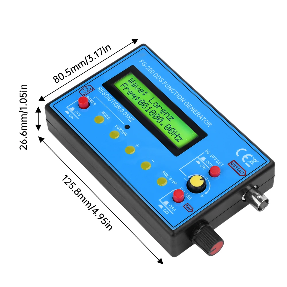 0.01Hz-500KHz FG-200 DDS Function Signal Generator Frequency Counter Signal Source Module Sine+Square+Triangle+Sawtooth Waveform 3