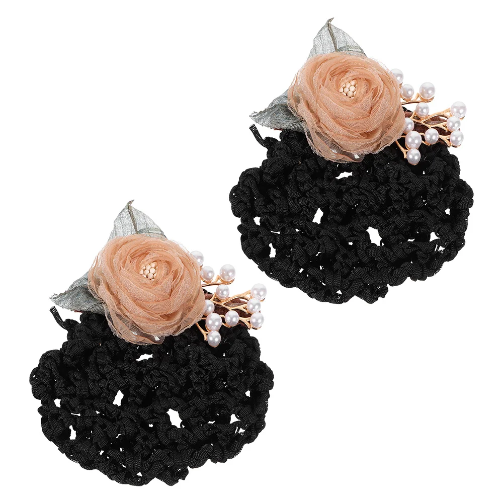 

2 pcs Flower Hairnet Clip Flower Bun Hair Net Hair Bun Clip Decorative Hair Bun Cover for Women