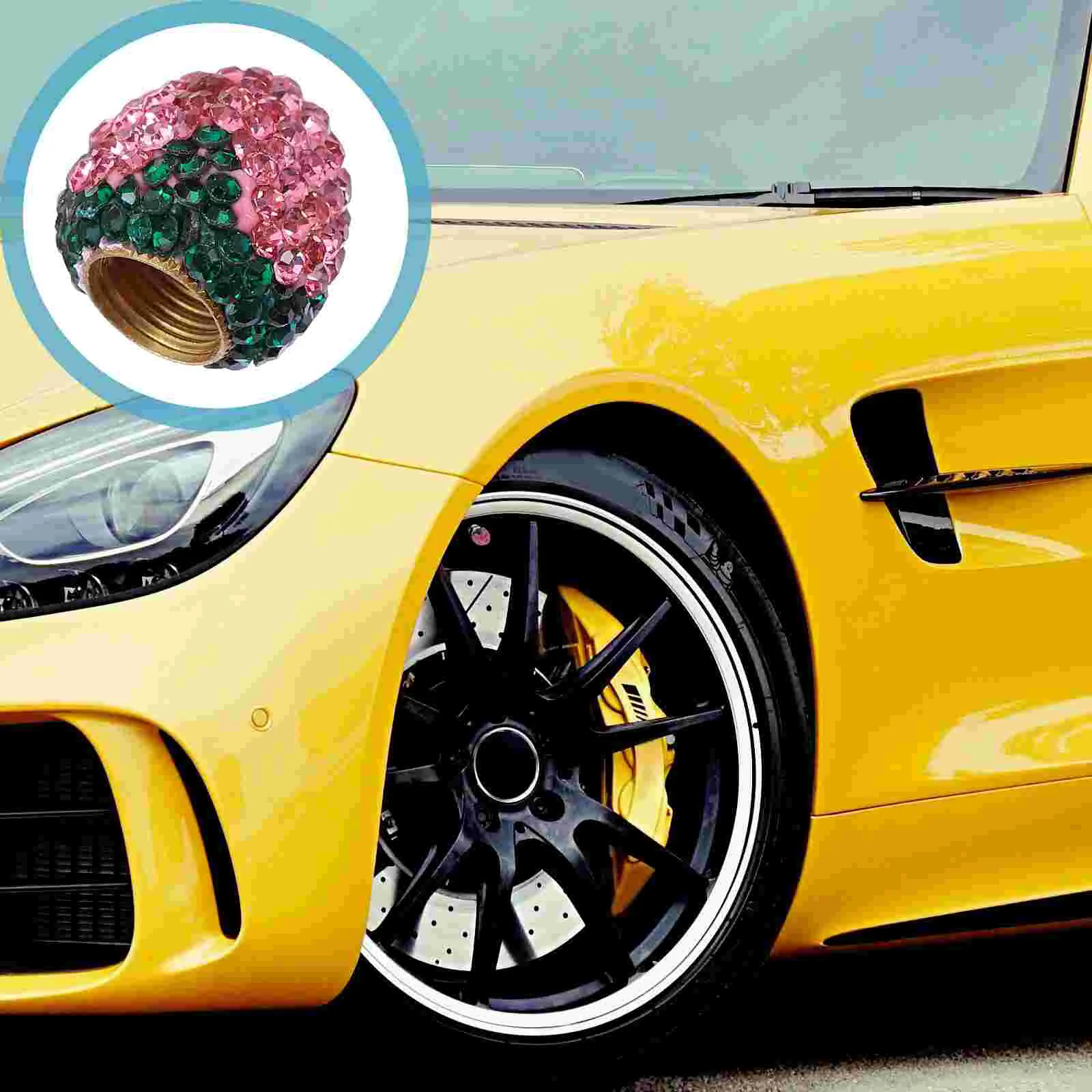 

4 Pcs Valve Cap Strawberry Rhinestone Valves Cover Tire Caps Rhinestones Stem Car Decoration