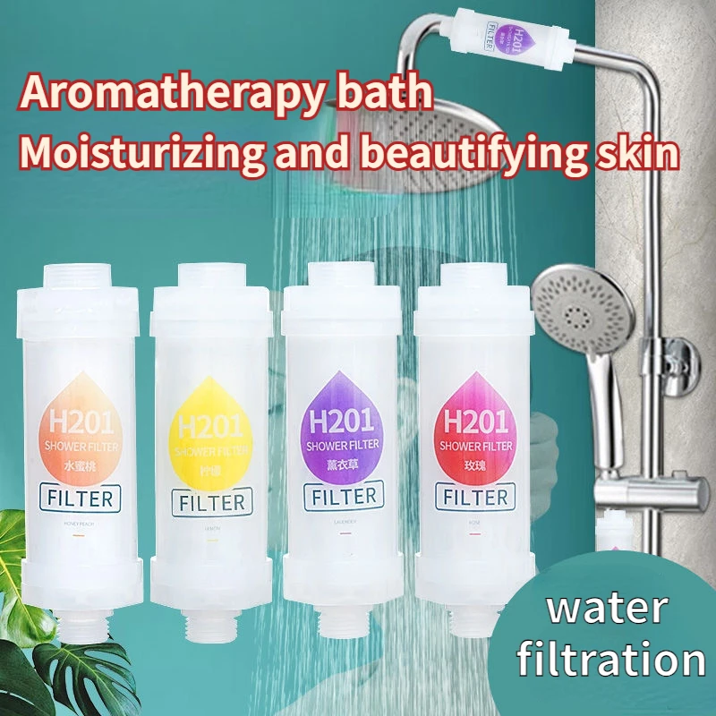 Scented Shower Head Filter Scented Shower Water Filter Chlorine Removal Water Softener Bathroom Accessories Improve Hair/Skin shower head filter pp cotton portable mini water filter negative ions pressurized handheld shower head filter purification