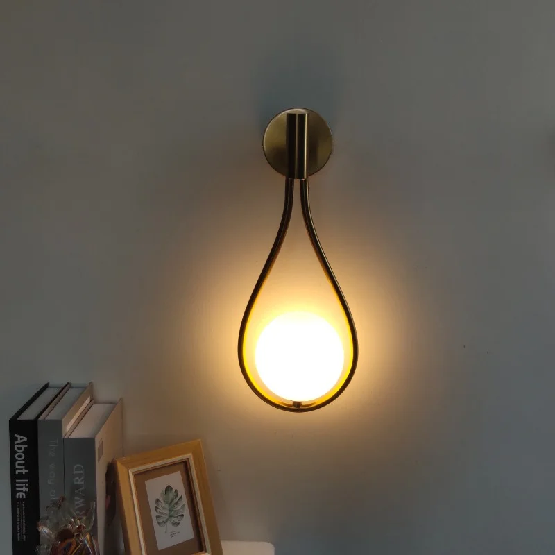 

Nordic Minimalist Metal Wall Lamp Fashionable Living Room Bedroom Bedside Glass LED Wall Lamp Room Decoration Lighting Fixtures