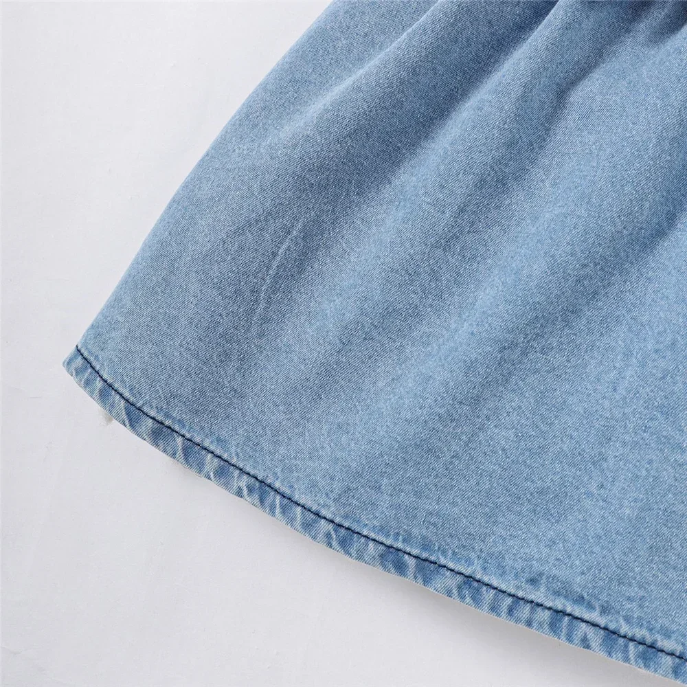 Toddler girl dress Summer Toddler Baby Girl Fashion dress Bubble sleeve Lapel Jeans Casual dresses Birthday party costumes for Kid girls 1-3 Years