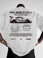 T-shirt d'été pour homme avec imprimé motif Racing haut de gamme, 100% coton respirant, col rond, style streetwear tendance 1