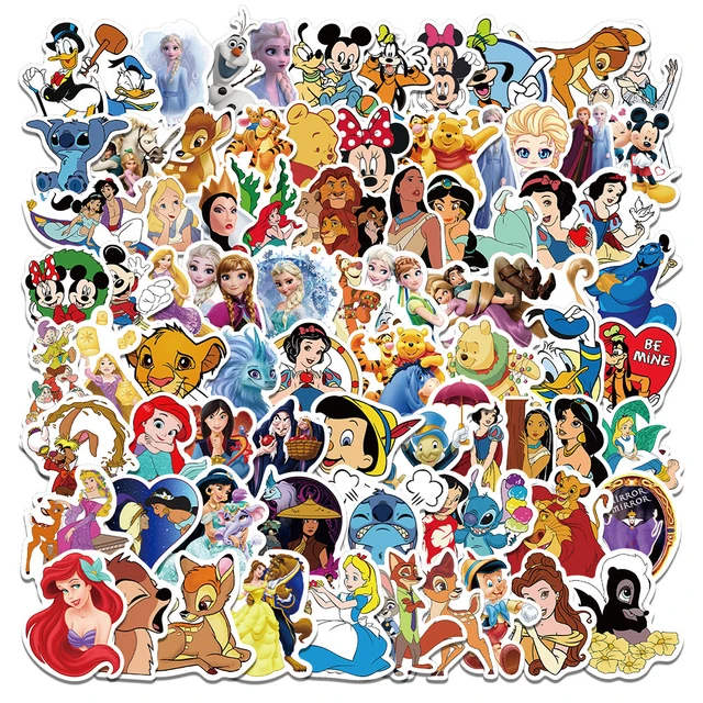 10/30/50/100pcs Mix Anime Disney Princess Cartoon Stickers Decal Scrapbook  Laptop Phone Water Bottle Waterproof Sticker Kid Toy