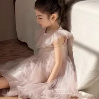 Robe de princesse scintillante Xiaofei à manches courtes pour filles, collection été 2026, idéale pour anniversaires, banquets et spectacles de piano 2