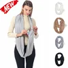 Women Infinity Loop Scarf with Hidden Zipper Pocket Travel Scarf Solid Color Neck Wrap Suitable for Daily Traveling Storage 1