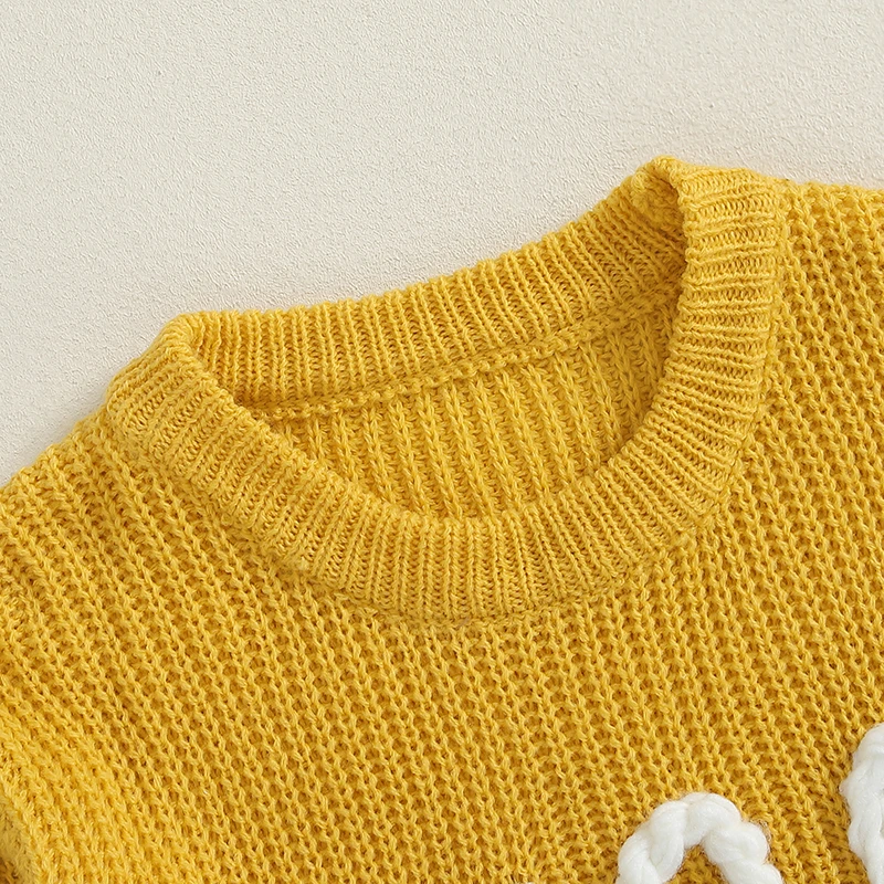 Baby girls sweater Newborn Baby Girl Boy Sweater Long Sleeve Crew Neck Letters Embroidery Winter Warm Knit Pullover Sweater Infant Autumn Clothes