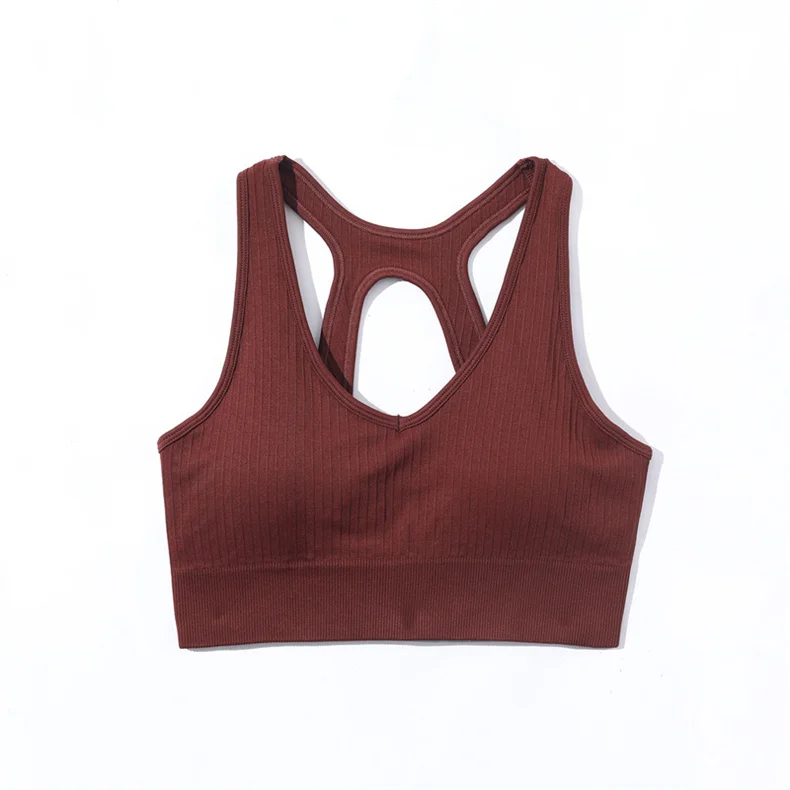 SVEIC Ribbed Sports Bra Yoga Seamless Underwear Gym Tops Women Sportswear Outdoor Vest Fitness Training Running Workout Clothing